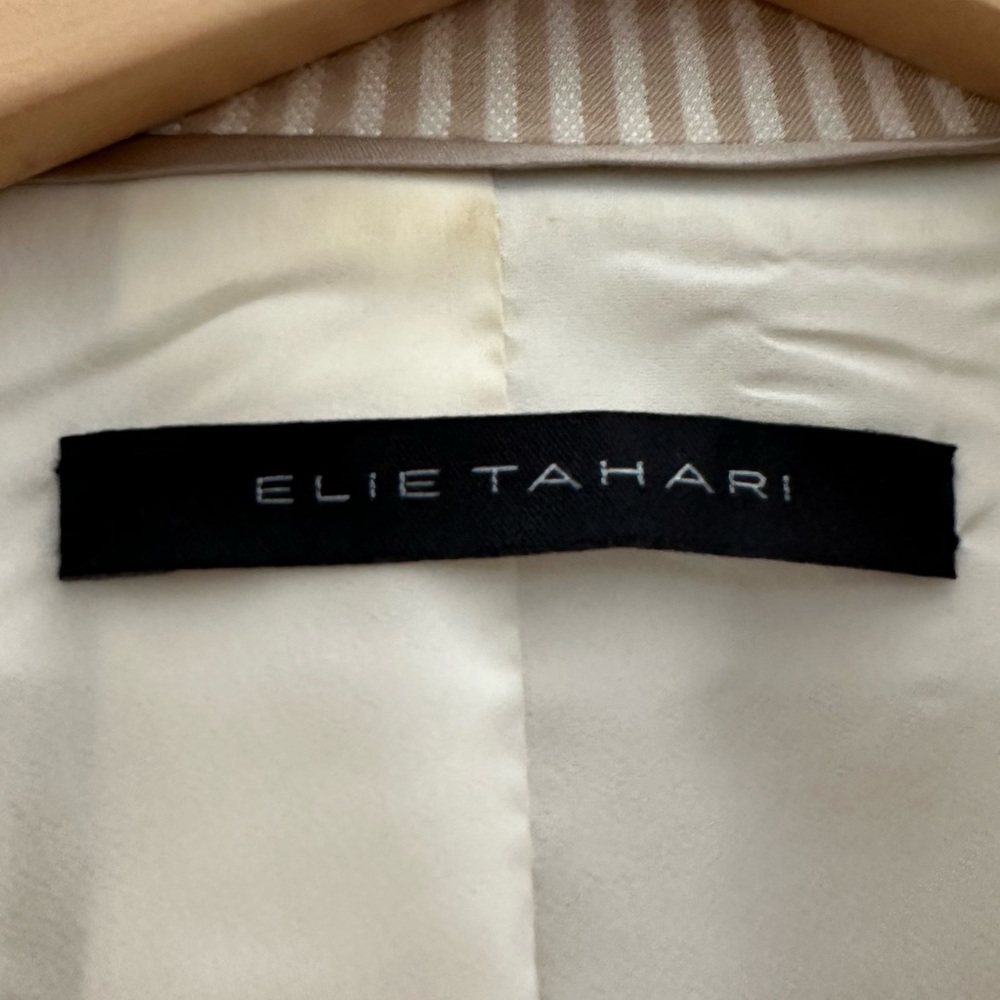 Ellie Tahari beige/ natural tan striped seersucker blazer - size 2 - Picture 3 of 9